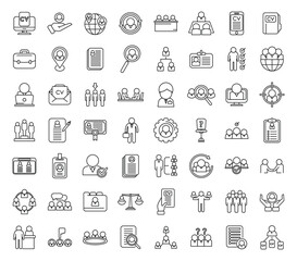 Poster - human resources icons set outline vector. leadership mentor