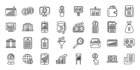 Poster - Result money icons set outline vector. Business career