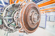 Aircraft engine parts separated during the disassembly process in the mechanic workshop