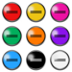 Fototapete - Minus sign button icon set isolated on white with clipping path 3d illustration