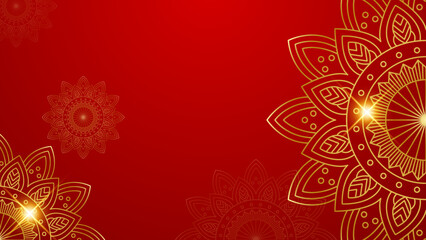 Wall Mural - Luxury red and gold ornamental mandala background with arabic islamic east pattern style premium vector