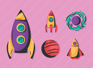 Wall Mural - five space outer icons
