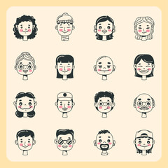 Poster - sixteen persons heads characters