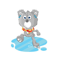 koala ice skiing cartoon. character mascot vector