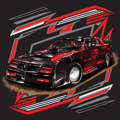  drag racing car isolated on black background for poster, t-shirt print, business element, social media content, blog, sticker, vlog, and card. vector illustration.