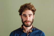 Happy Man With Curly Hair Portrait