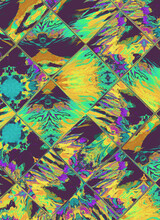 Exotic, Floral, Glitchy Pixel Background