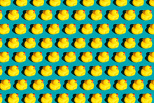Pattern With Yellow Toy Bath Ducks.