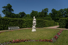 White Statue In The Public Park Flowers Garden Park 