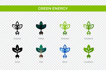 Poster - Green energy icon in different style. Green energy vector icons designed in outline, solid, colored, filled, gradient, and flat style. Symbol, logo illustration. Vector illustration