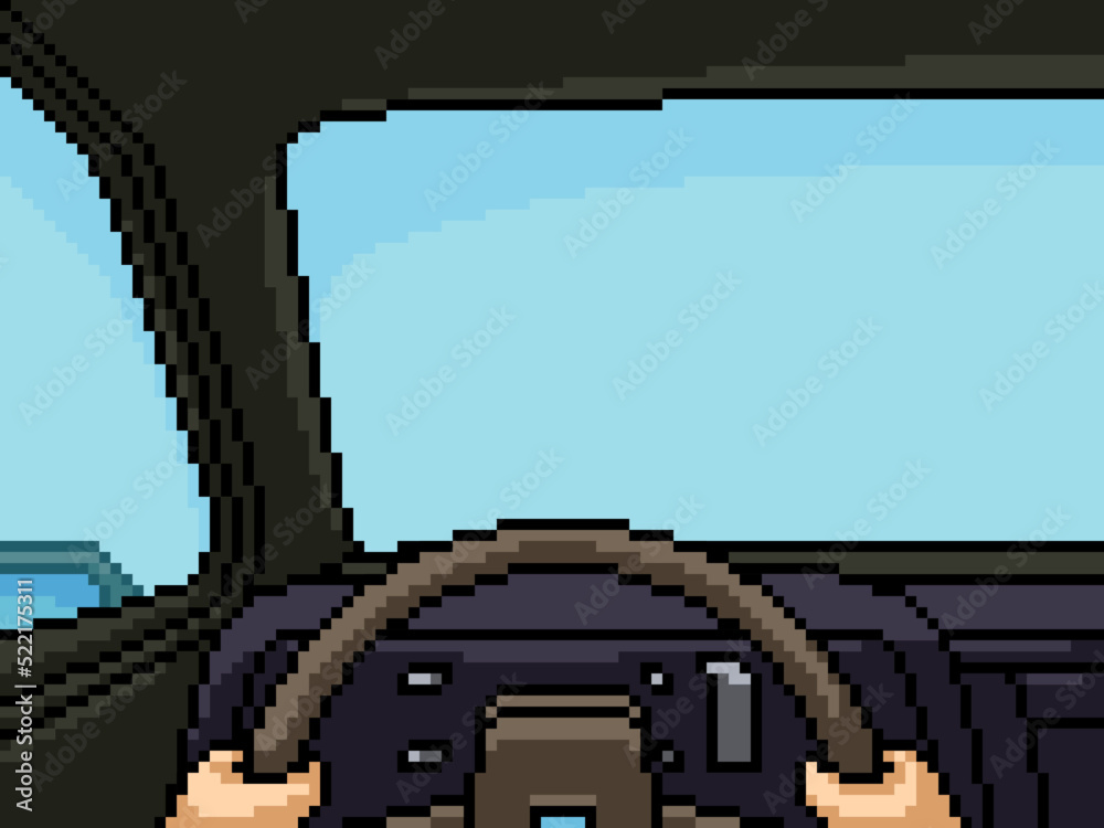 pixel art car drive interior Stock Vector | Adobe Stock