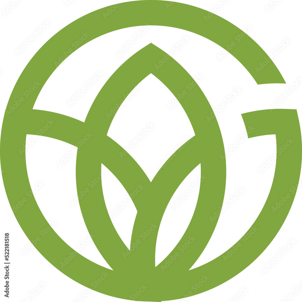 letter G Lotus flower logo vector design green Stock Vector | Adobe Stock
