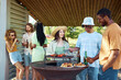 © Seventyfour - Diverse group of friends grilling meat and vegetables while enjoying barbeque party outdoors in Summer