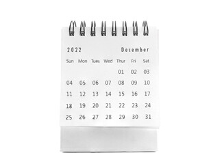 December 2022 desk calendar for planners and reminders on a white background.