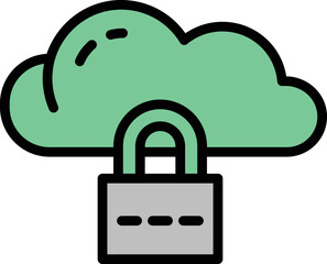 Poster - Locked data cloud icon outline vector. Computer fraud. Cyber web
