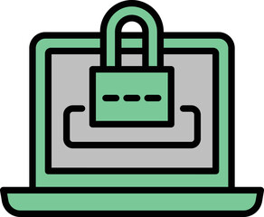 Poster - Lock laptop icon outline vector. Fraud dos. Security computer