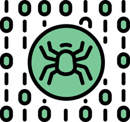 Poster - Cyber bug icon outline vector. Ddos code. Risk protect