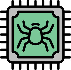 Poster - Processor bug icon outline vector. Virus fraud. Cyber attack