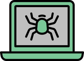 Poster - Laptop bug icon outline vector. Web fraud. Crime protect