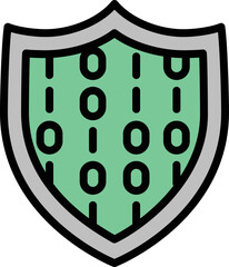 Poster - Digital shield icon outline vector. Internet security. Ddos code
