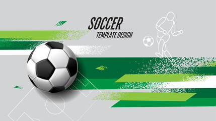 Wall Mural - Soccer Template design , Football banner, Sport layout design, green Theme,  vector