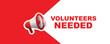 Volunteers needed sign on white background
