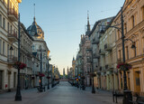 Fototapeta Niebo - Piotrkowska Street in Lodz, Poland