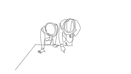 Poster - animation of one line drawing of architects and manager meeting at construction site to discuss desi