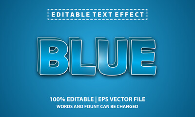 Wall Mural - Blue editable text effect template, blue color 3d bold text style effect 