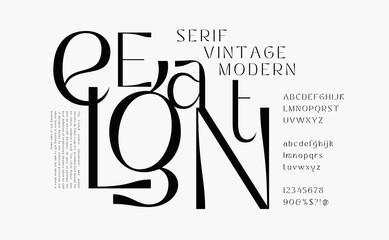 Wall Mural - Elegant alphabet font. Classic Modern Poster Designs Concept. Typography serif fonts decorative vintage. vector illustration