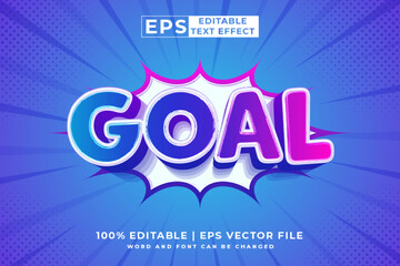 Poster - Editable text effect Goal 3d cartoon template style premium vector