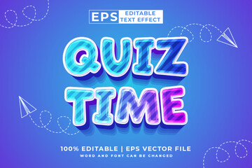 Poster - Editable text effect Quiz Time 3d cartoon template style premium vector