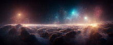 Border Of The Universe Concept, Stellar Gas And Dust, Nebula, Deep Space 3d Rendering