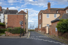 Street Cranes. Harbor. Harwich. Essex. England . Great Brittain, UK.