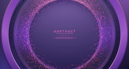 Poster - Abstract luxury purple background with shining circle shape and halftone dots.