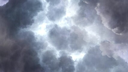 Wall Mural - bad weather with thunderstorms in dark cumulonimbus clouds moving in the dark sky