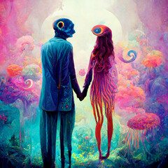 Canvas Print - Surrealistic love couple