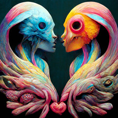 Sticker - Surrealistic love couple