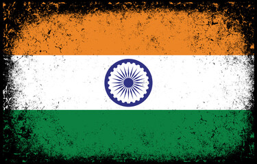 Wall Mural - old dirty grunge vintage india national flag illustration