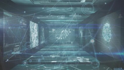 Poster - Animation of connections over digital screens with diverse data