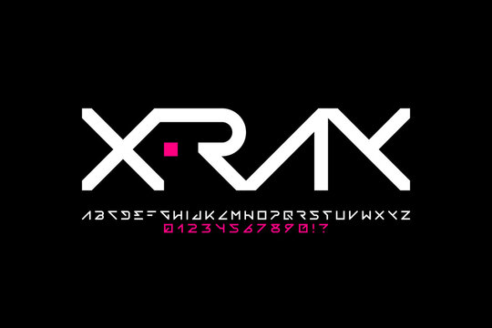 Minimal style font design, alphabet letters and numbers vector illustration