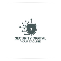 Wall Mural - shield technology logo design vector, data, digital, secure, defenceeb