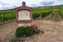View Of A Wayside Shrine In The Vineyards Near Flonheim/Germany In Rhenhessen