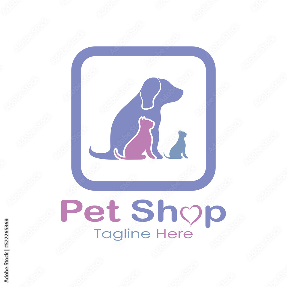 pet shop logo design icon illustration template vector with modern concept