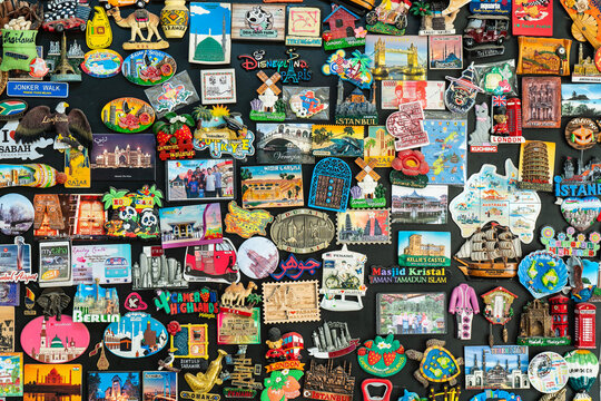 Wall Mural - Fridge magnets from trips all around the world