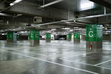 Wall Mural - Empty parking garage in shopping mall