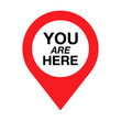 You Are Here Location logo. Marker location you are here illustration.