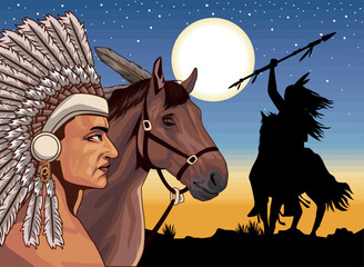 Sticker - natives and horses night