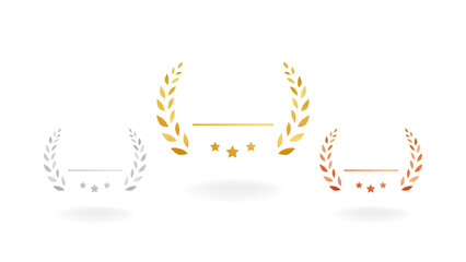 set of gold silver and bronze medals flat icons / award / prize / rank / ranking
