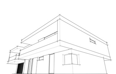 Modern house architectural drawing